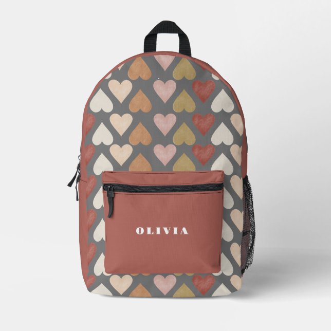 Herz mädchenhaft Personalisiert Bedruckter Rucksack (Vorderseite)