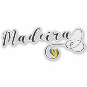 Herz Madeira Flag, I Liebe Madeira, Portugal Aufkleber