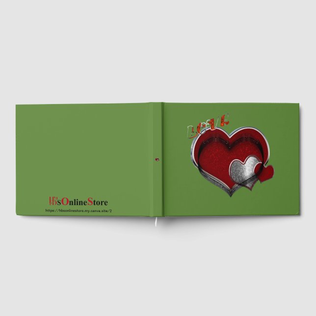 Herz Magic Wedding Gästebuch Grüner Hintergrund (Voll)