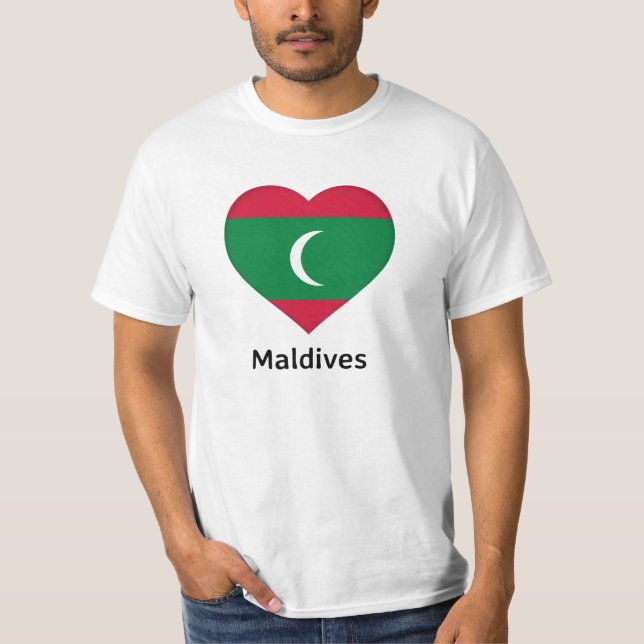 Herz - Malediven-Flagge T-Shirt (Vorderseite)