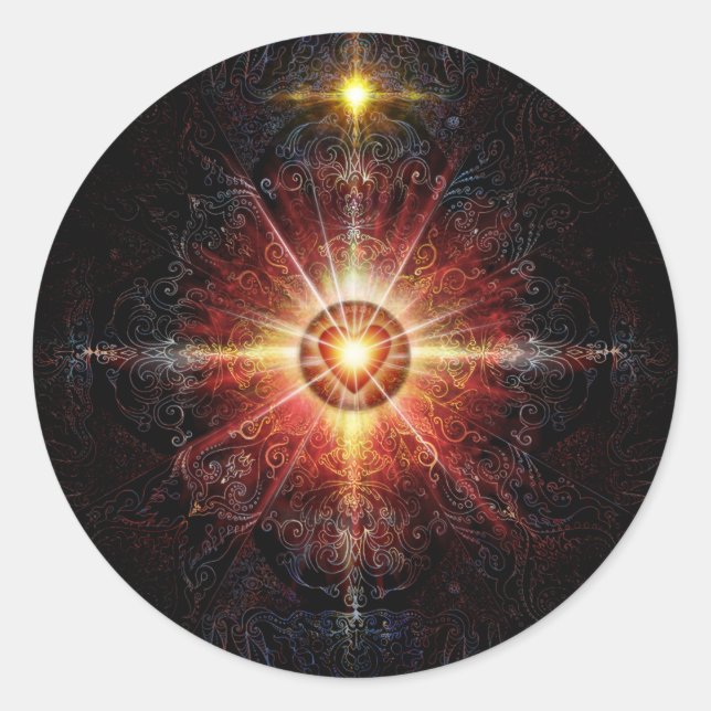 Herz Mandala Red 2013 Runder Aufkleber (Vorderseite)