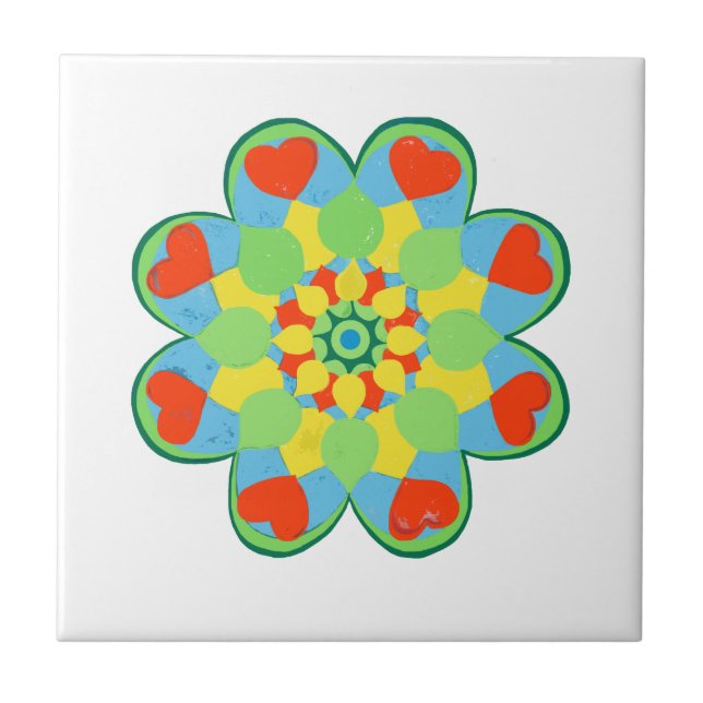 Herz Mandala Watercolor Fliese (Vorderseite)