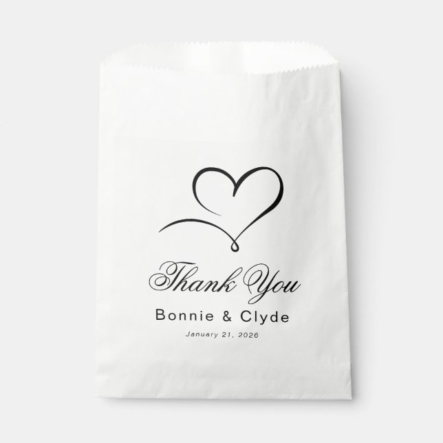 Herz Mark Elegant Wedding Gast Danke White Geschenktütchen (Vorderseite)