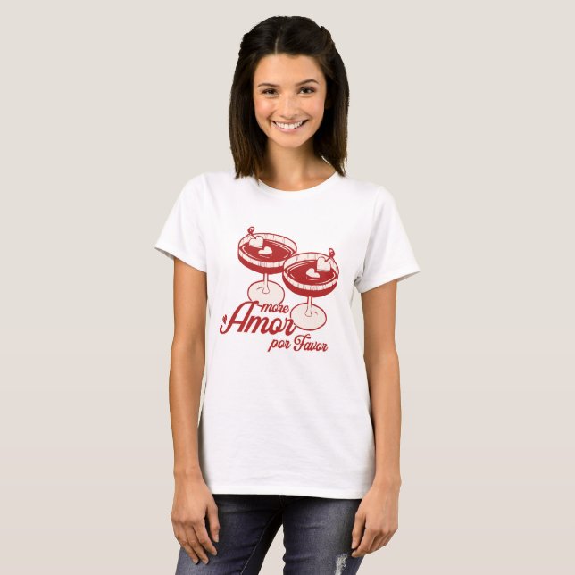 Herz Martini Valentinstag T-Shirt (Vorne ganz)