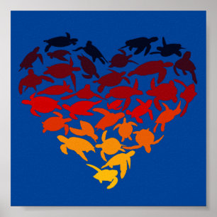 Herz Meeresschildkröten Schildkröte Lover farbenfr Poster