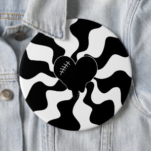 Herz Melt in Schwarz und Weiß Button