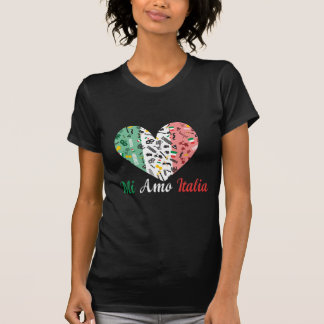 Herz MI-Amos Italien mit italienischer Flagge T-Shirt