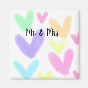 Herz minimalistischer Textstil Hochzeit Mr & Mrs c Magnet