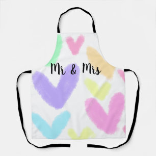 Herz minimalistischer Textstil Hochzeit Mr & Mrs c Schürze