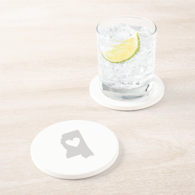 Herz Mississippi Staat Silhouette Untersetzer (Seite)