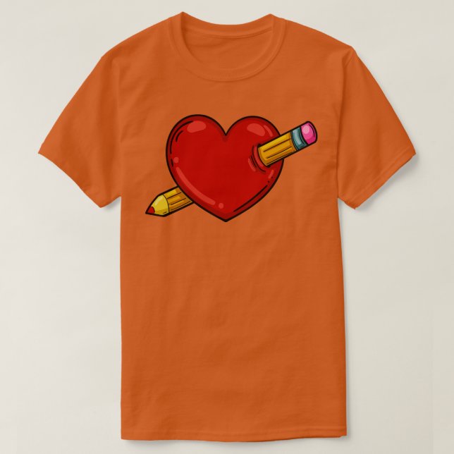 Herz mit Bleistift-Liebe, um Zeichnend Künstler Ze T-Shirt (Design vorne)