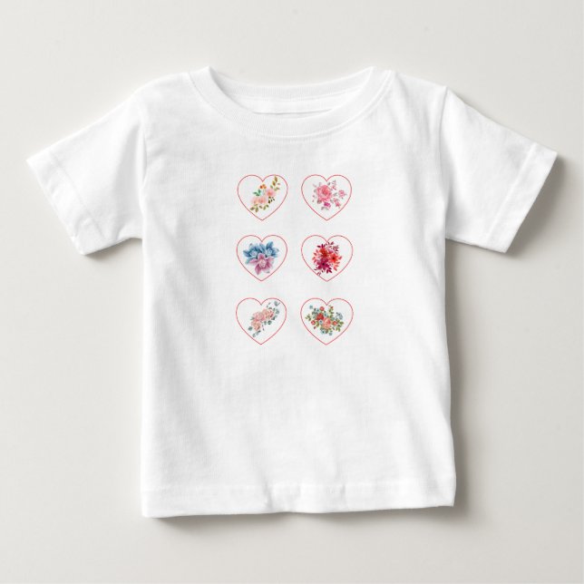 Herz mit Blume Baby T-shirt (Vorderseite)