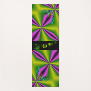 Herz mit Blume und Schmetterling auf Regenbogen Yogamatte
