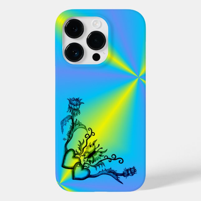 Herz mit Blume und Schmetterling Case-Mate iPhone 14 Pro Hülle (Rückseite)