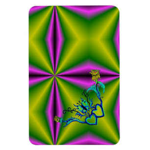 Herz mit Blume und Schmetterling im Tattoo-Stil Magnet
