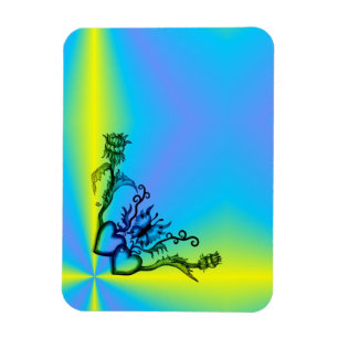 Herz mit Blume und Schmetterling im Tattoo-Stil Magnet