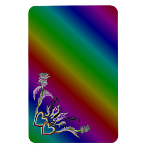 Herz mit Blume und Schmetterling im Tattoo-Stil Magnet