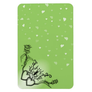 Herz mit Blume und Schmetterling im Tattoo-Stil Magnet