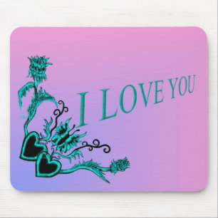 Herz mit Blume und Schmetterling im Tattoo-Stil Mousepad