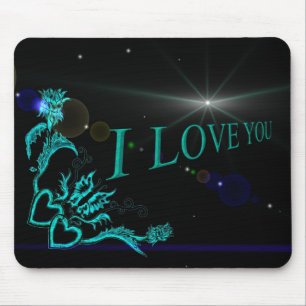 Herz mit Blume und Schmetterling im Tattoo-Stil Mousepad