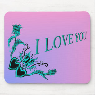 Herz mit Blume und Schmetterling im Tattoo-Stil Mousepad