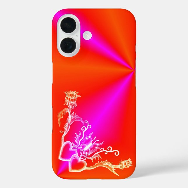 Herz mit Blume und Schmetterling iPhone 16 Hülle (Rückseite)