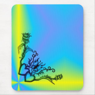 Herz mit Blume und Schmetterling Mousepad
