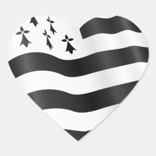 Herz mit Bretin Flagge nach innen Herz-Aufkleber