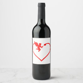 Herz mit cupid Geschenk für Sie Weinetikett