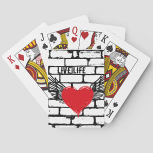 Herz mit Flügeln/Ziegelmauer, Spielkarten