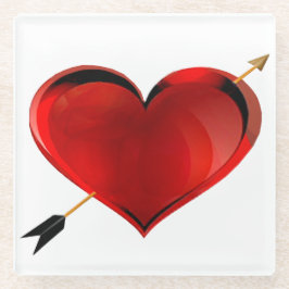 Herz mit Gold Arrow Glass Untersetzer