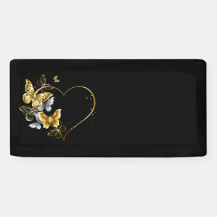 Herz mit goldenen Schmetterlingen Banner