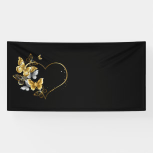 Herz mit goldenen Schmetterlingen Banner