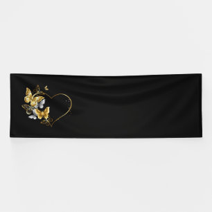 Herz mit goldenen Schmetterlingen Banner