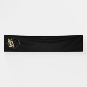 Herz mit goldenen Schmetterlingen Banner