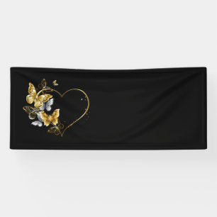 Herz mit goldenen Schmetterlingen Banner