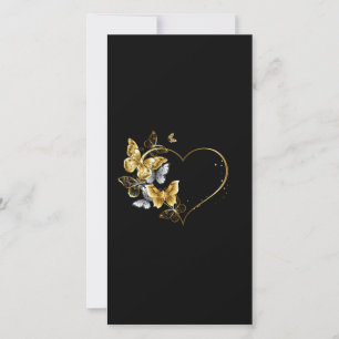 Herz mit goldenen Schmetterlingen Dankeskarte