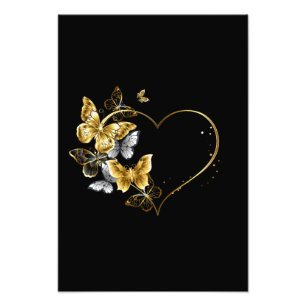 Herz mit goldenen Schmetterlingen Fotodruck