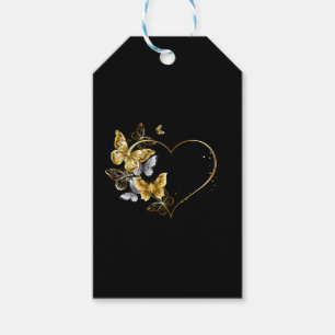 Herz mit goldenen Schmetterlingen Geschenkanhänger