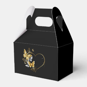 Herz mit goldenen Schmetterlingen Geschenkschachtel
