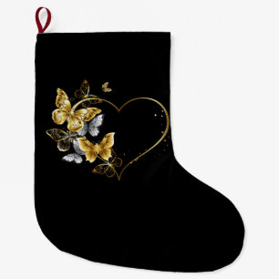 Herz mit goldenen Schmetterlingen Großer Weihnachtsstrumpf
