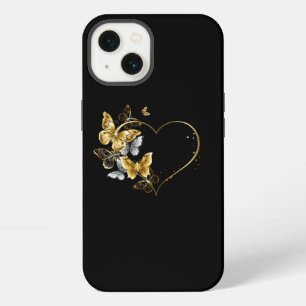 Herz mit goldenen Schmetterlingen iPhone Hülle