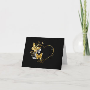 Herz mit goldenen Schmetterlingen Karte