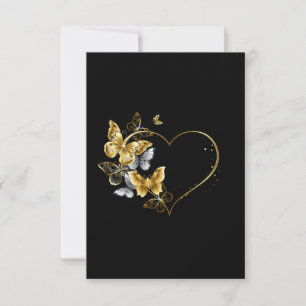 Herz mit goldenen Schmetterlingen Karte