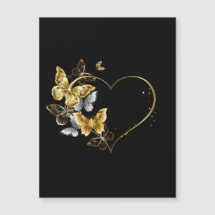 Herz mit goldenen Schmetterlingen Magnetkarte