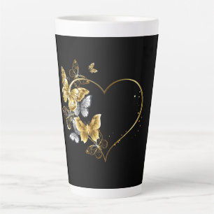 Herz mit goldenen Schmetterlingen Milchtasse
