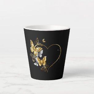 Herz mit goldenen Schmetterlingen Milchtasse