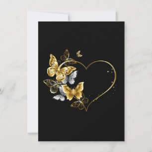 Herz mit goldenen Schmetterlingen Mitteilungskarte