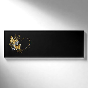 Herz mit goldenen Schmetterlingen Namenschild
