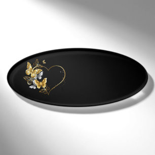 Herz mit goldenen Schmetterlingen Namenschild